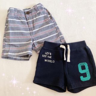 ベビーギャップ(babyGAP)の☆baby Gap☆ボーダー柄＆スウェット☆ハーフパンツ2点セット☆80サイズ (パンツ)