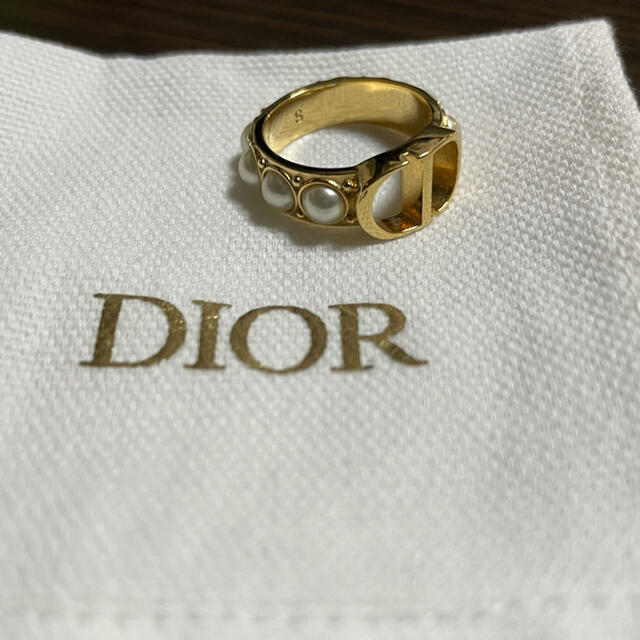 美品 ロゴ入り Dior パールリング ディオール 指輪