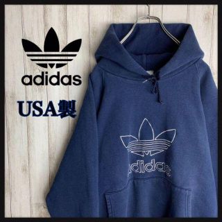 adidas - 【USA製】アディダス☆ビッグロゴ超肉厚パーカー 刺繍ロゴ 裏 ...