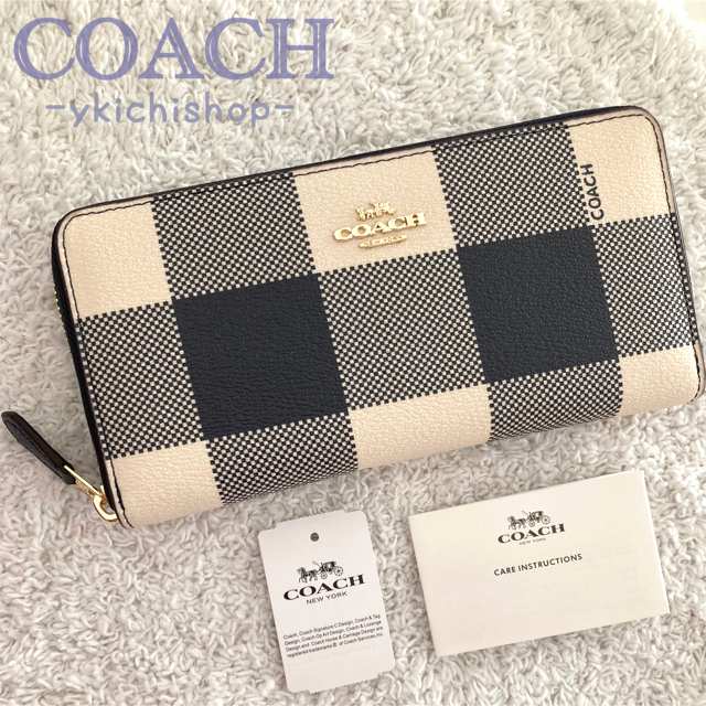 COACH☆コーチ 長財布 チェック柄 ネイビー