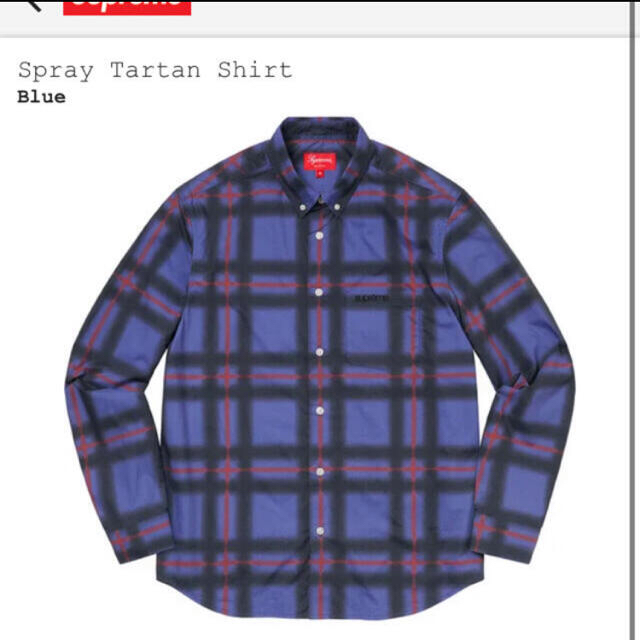 21ss Supreme Spray Tartan Shirt ブルー Lサイズ