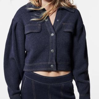 ザラ(ZARA)のZARA デニムテイストニットカーディガン(カーディガン)