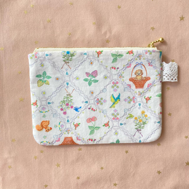 franche lippee(フランシュリッペ)のyukiemonハンドメイド・ぺたんこポーチ　b ハンドメイドのファッション小物(ポーチ)の商品写真