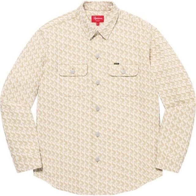 supreme monogram denim shirt tan-