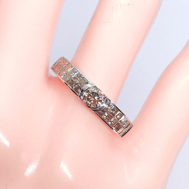 1.30ct ミステリー プリンセスカット ダイヤリング K18 エタニティ レディースのアクセサリー(リング(指輪))の商品写真