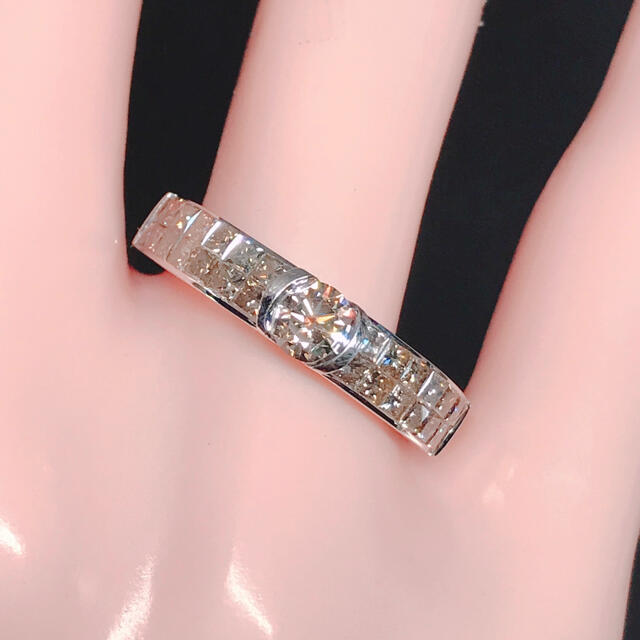 1.30ct ミステリー プリンセスカット ダイヤリング K18 エタニティ レディースのアクセサリー(リング(指輪))の商品写真