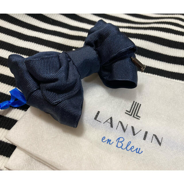 LANVIN en Bleu(ランバンオンブルー)のこきんちゃん専用ランバンオンブルー　リボンバレッタ　ネイビー レディースのヘアアクセサリー(バレッタ/ヘアクリップ)の商品写真