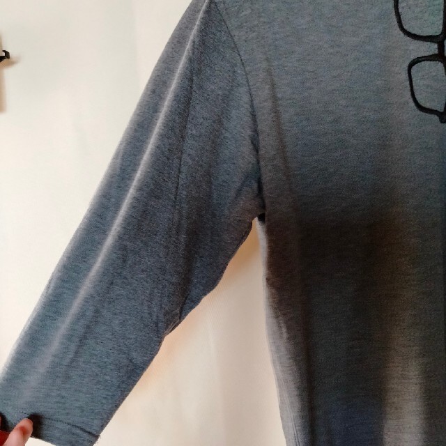 【LL】Vネック7部袖Tシャツグレー レディースのトップス(Tシャツ(長袖/七分))の商品写真