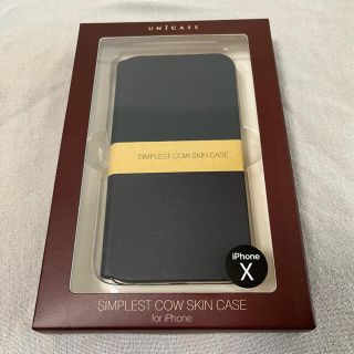 アイフォーン(iPhone)のiphoneX XS ネイビー 手帳型 本革 牛革ケース カウスキン(iPhoneケース)