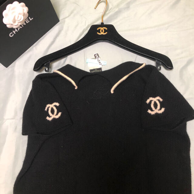 CHANEL カシミヤニット半袖 素敵COCOマークシャネル