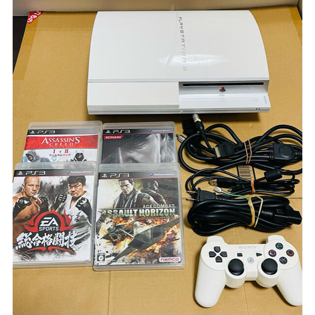 PlayStation3(プレイステーション3)のSONY PS3 80GB CECHL00 本体 ホワイト ゲーム4本セット エンタメ/ホビーのゲームソフト/ゲーム機本体(家庭用ゲーム機本体)の商品写真