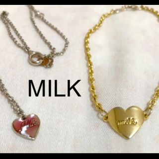 ミルク(MILK)のMILK ハートネックレス　シルバー　ハートブレスレット　ゴールド　2点セット(ネックレス)