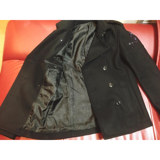 定価10.8万★Roen スワロフスキースカル装飾ライダースジャケットPコート2