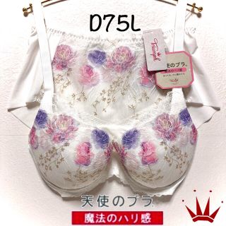 トリンプ(Triumph)のD75L トリンプ  天使のブラ 魔法のハリ感 水彩画 ブラ＆ショーツ WH(ブラ&ショーツセット)