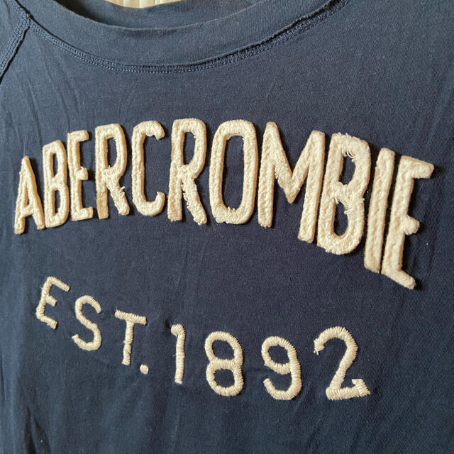 Abercrombie&Fitch(アバクロンビーアンドフィッチ)のアバクロ☆７部丈Ｔシャツ 紺×白　Ｓ レディースのトップス(Tシャツ(長袖/七分))の商品写真