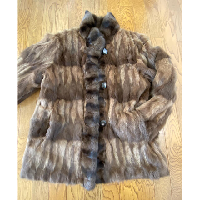 ロシアンリス リアルファーリバーシブルコート ブラウン レディースのジャケット/アウター(毛皮/ファーコート)の商品写真