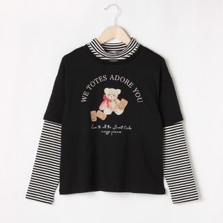 メゾピアノジュニア(mezzo piano junior)のメゾピアノ新品新作タグ付きレイヤード風くま長袖Tシャツ160(Tシャツ/カットソー)