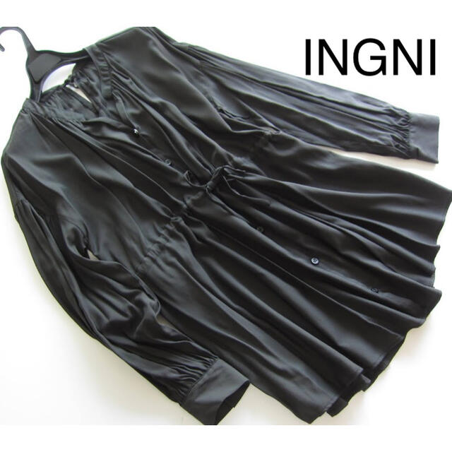 INGNI(イング)のINGNI/イング 新品 ドロストバックリボンシャツチュニック/BK レディースのトップス(チュニック)の商品写真