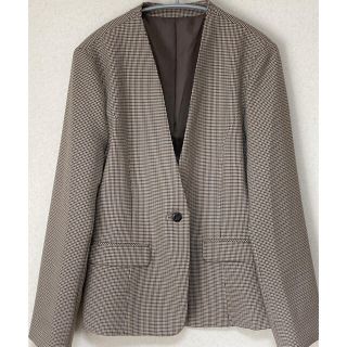 シマムラ(しまむら)の【美品】ノーカラージャケット　千鳥柄　LLサイズ(ノーカラージャケット)