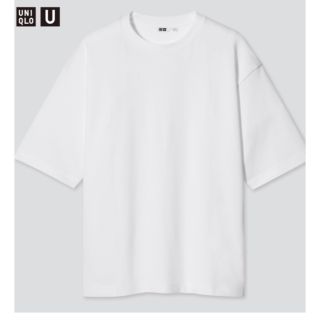 ユニクロ(UNIQLO)のUNIQLO U エアリズムコットンオーバーサイズTシャツ（5分袖）ホワイトXL(Tシャツ/カットソー(半袖/袖なし))