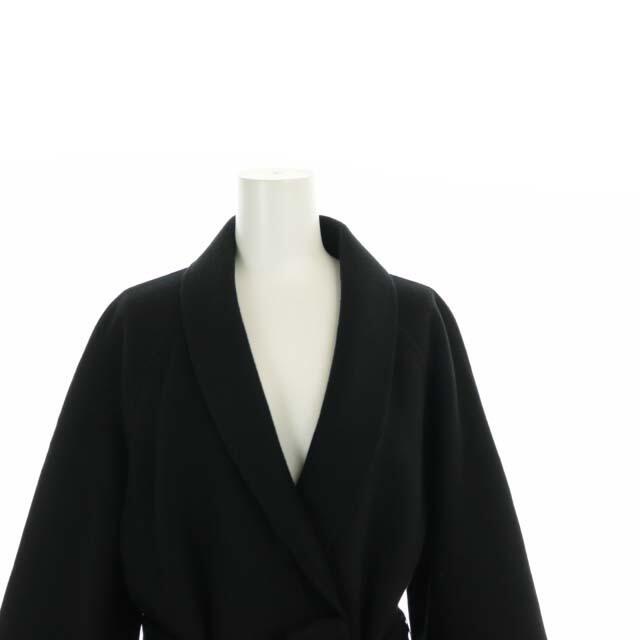 Noble(ノーブル)のノーブル ノーカラーウールコート ガウンコート アウター ロング 38 M 黒 レディースのジャケット/アウター(その他)の商品写真