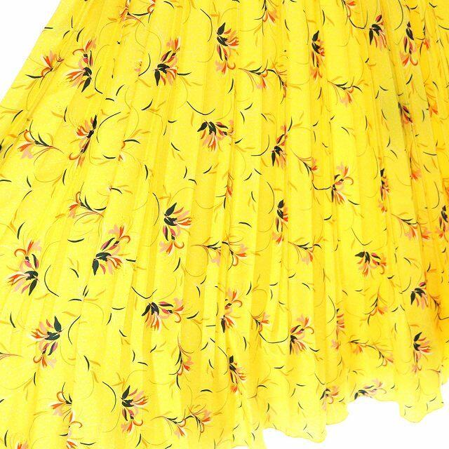 アナイ フラワープリントプリーツロングスカート 花柄 ウエストゴム 38 黄色 5