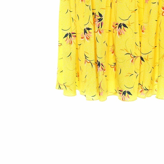 アナイ フラワープリントプリーツロングスカート 花柄 ウエストゴム 38 黄色 6