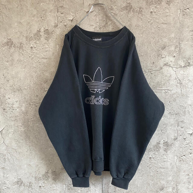 504 アディダスオリジナルス 刺繍 ビッグロゴ スウェット トレーナー 黒-
