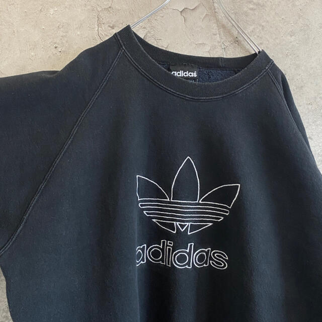 adidas - 80s USA製 アディダス 刺繍 ビッグロゴ スウェット 古着 肉厚