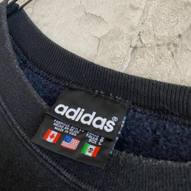 adidas - 80s USA製 アディダス 刺繍 ビッグロゴ スウェット 古着 肉厚