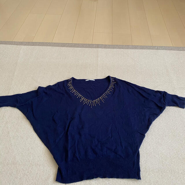 ポンチョ風♡紺色ニット レディースのトップス(ニット/セーター)の商品写真