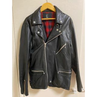 ヒステリックグラマー(HYSTERIC GLAMOUR)のヒステリックグラマー ラムレザー ライダースジャケット M ブラック ダブル 黒(レザージャケット)