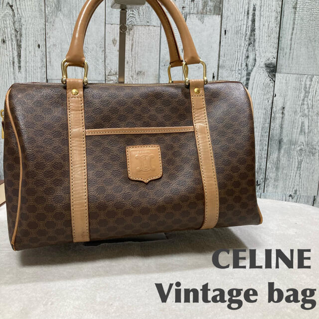 良品 CELINE セリーヌ マカダム柄 ハンドバッグ ボストンバッグ