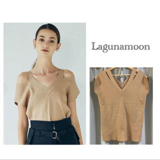ラグナムーン(LagunaMoon)のラグナムーン　Vネックトップス　肩開き(Tシャツ(半袖/袖なし))
