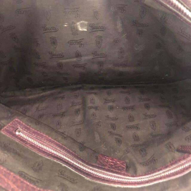 匿名配送✨鑑定済み 冬コーデ GUCCI 番号17 シマレザー ハンドバッグ