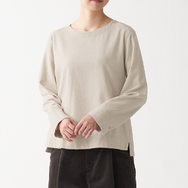 MUJI (無印良品)(ムジルシリョウヒン)のMUJI（無印良品）　両面起毛フランネルブラウス 婦人XL・サンドベージュ レディースのトップス(シャツ/ブラウス(長袖/七分))の商品写真