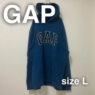 ギャップ(GAP)のGAP パーカー　スウェット　トレーナー　L ブルー　青　レア　デカロゴ　ビック(パーカー)