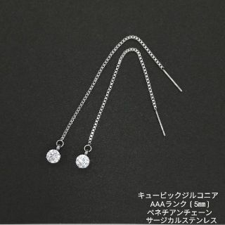 【高品質】キュービックジルコニア 5㎜ アメリカンピアス ベネチアン シルバー(ピアス)