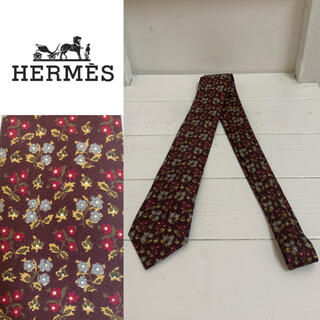 エルメス(Hermes)のHERMES PARIS VINTAGE FRANCE製 花柄 シルクネクタイ(ネクタイ)