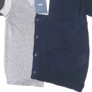 ナチュラルネイビー kolor 21SS レーヨンコード S/S KNIT ドッキング