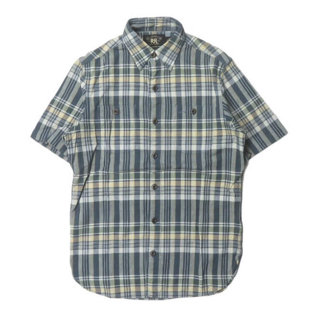 RRL(ダブルアールエル)のRRL ダブルアールエル FARRELL PLAID S/S WORK SHIRTS ショートスリーブチェックワークシャツ XS ブルー 半袖 Double RL トップス【中古】【RRL】 メンズのトップス(シャツ)の商品写真