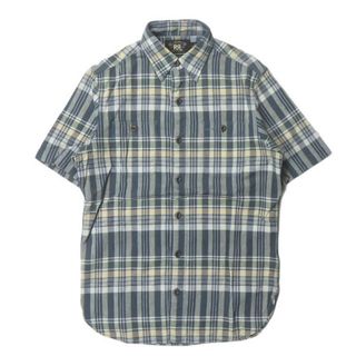 ダブルアールエル(RRL)のRRL ダブルアールエル FARRELL PLAID S/S WORK SHIRTS ショートスリーブチェックワークシャツ XS ブルー 半袖 Double RL トップス【中古】【RRL】(シャツ)