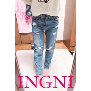 イング(INGNI)の4073.INGNI ダメージデニム ストレートデニムパンツ(デニム/ジーンズ)