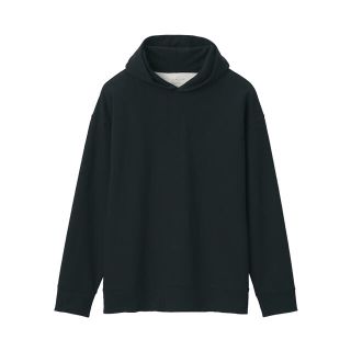 ムジルシリョウヒン(MUJI (無印良品))の度詰め裏毛プルオーバーパーカー 男女兼用Ｌ－ＸＬ・黒(パーカー)