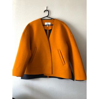 エンフォルド(ENFOLD)の【美品】ENFOLD ウールボンディングショートコート　オレンジ(ノーカラージャケット)