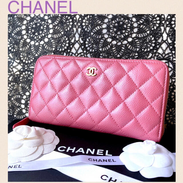 正規品！美品！ CHANEL シャネル レッド キャビアスキン 長財布