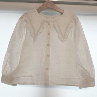 ザラキッズ(ZARA KIDS)の【ZARA kids】フリル衿付きドットブラウス　120cm(ブラウス)