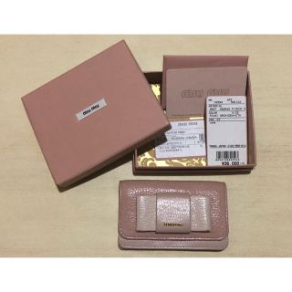 ミュウミュウ(miumiu)のmiumiu カードケース　リボン　MADRAS BICOLORE (名刺入れ/定期入れ)