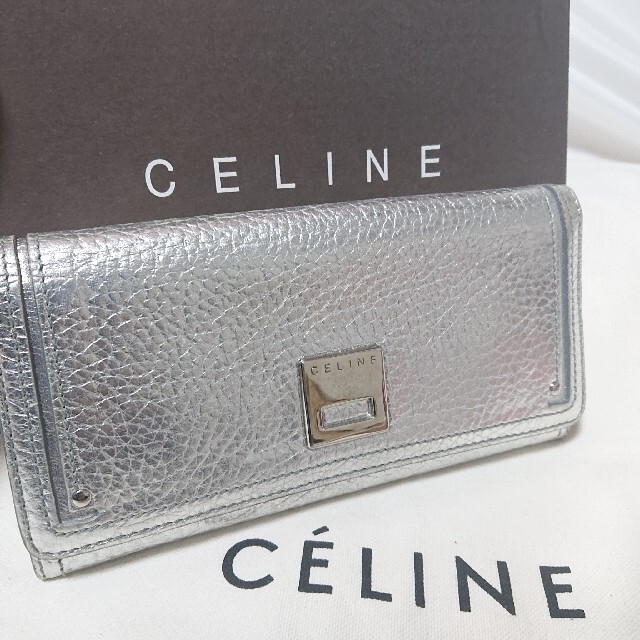 celine(セリーヌ)のCELINE ジップ長財布 シルバー レディースのファッション小物(財布)の商品写真