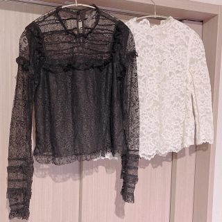 ザラ(ZARA)のレーストップス２枚セット(カットソー(長袖/七分))